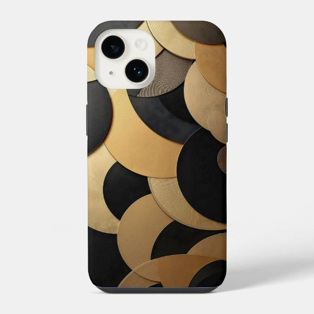 Gold and Black Abstract Geometric Pattern iPhone Case (Back)