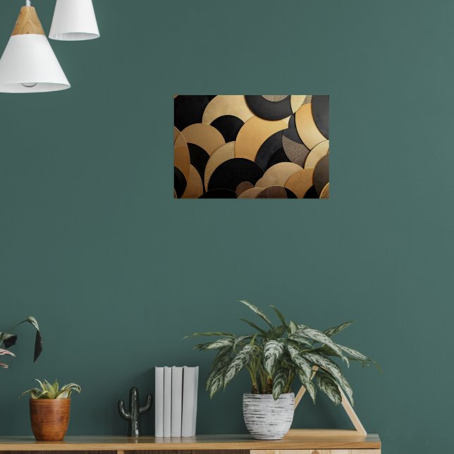 Gold and Black Abstract Geometric Pattern Poster (Living Room 1)