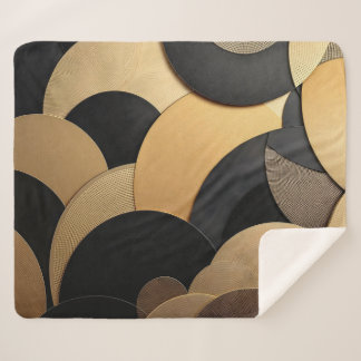 Gold and Black Abstract Geometric Pattern Sherpa Blanket