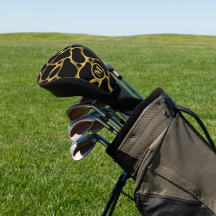 Gold and black abstract giraffe pattern golf head cover