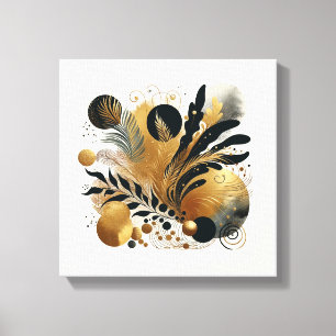 Gold And Black Abstract Nature Art  Canvas Print