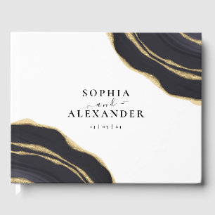 Gold and black agate  guest book