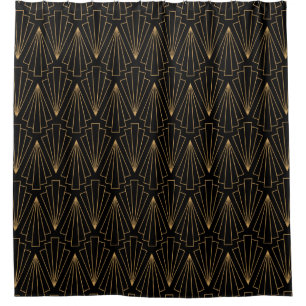 Gold and Black Art Deco Fan Flower Pattern