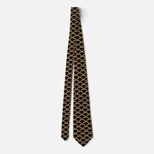 Gold and Black Art Deco Fish Scale Pattern  Tie