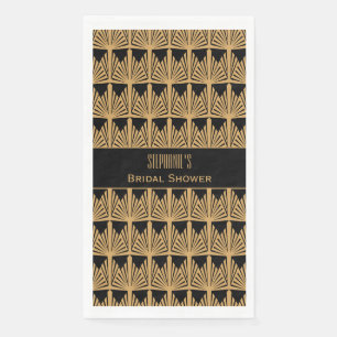 Gold and Black Art Deco Pattern Bridal Shower Napkin