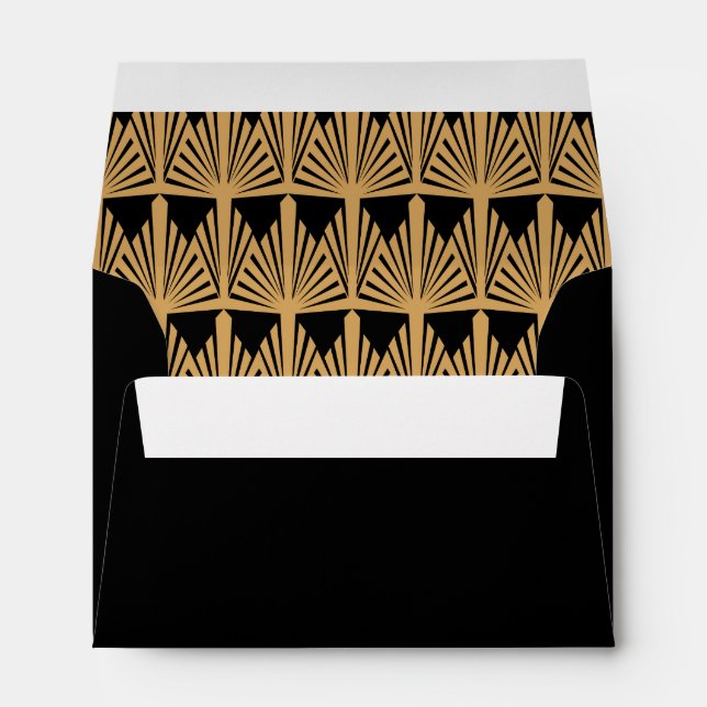 Gold and Black Art Deco Pattern Envelope (Back (Bottom))