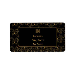 Gold and Black Art Deco Pattern Label