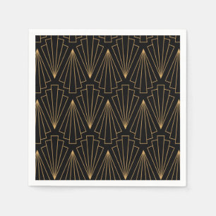 Gold and Black Art Deco Pattern Napkin
