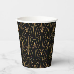 Gold and Black Art Deco Pattern Paper Cups