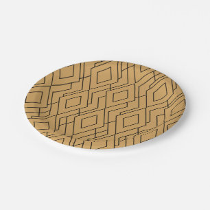 Gold and Black Art Deco Pattern Paper Plate