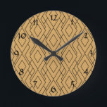 Gold and Black Art Deco Pattern Round Clock<br><div class="desc">Gold yellow and black art deco retro pattern wall clock. 1920's style. The design features a gold yellow diamond pattern inspired by the art deco style.</div>