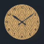 Gold and Black Art Deco Pattern Round Clock<br><div class="desc">Gold yellow and black art deco retro pattern wall clock. 1920's style. The design features a gold yellow diamond pattern inspired by the art deco style.</div>