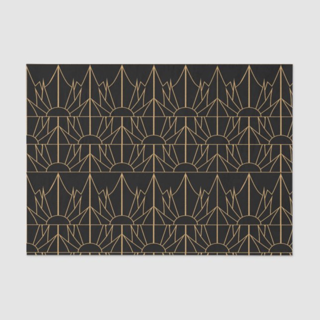Gold and Black Art Deco Pattern Tissue Paper (Front)