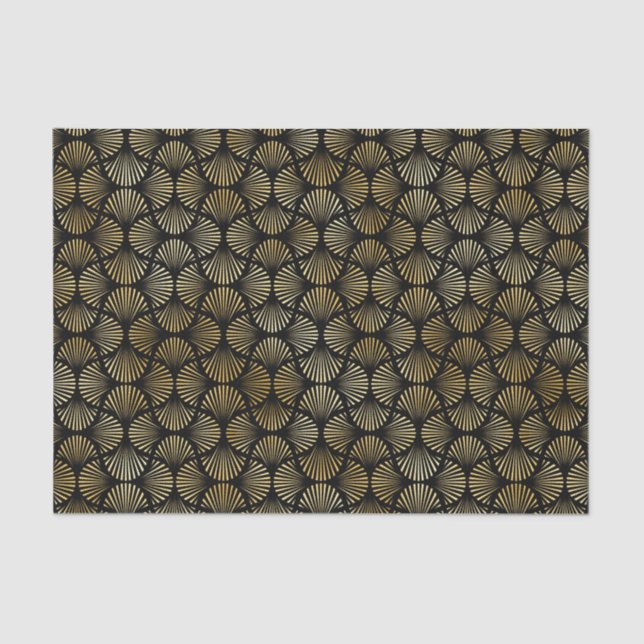 Gold and Black Art Deco Pattern Tissue Paper (Front)