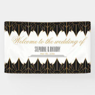 Gold and Black Art Deco Pattern Wedding Banner