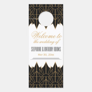 Gold and Black Art Deco Pattern Wedding Door Hanger