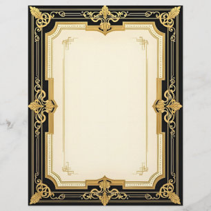Gold and Black Art Deco Sophisticate Stationery