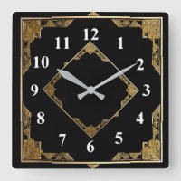 Gold and Black Art Deco Square Diamond Frame