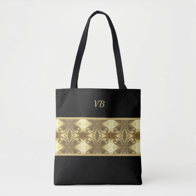 Gold and Black Art Deco Tote Bag (Front)