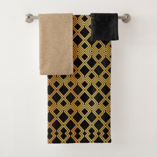 Gold and black bath towel set