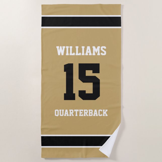 Gold and Black Beach Towel (Front)