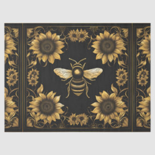 Gold and Black Bumble Bee And Sunflowers Tissue Paper