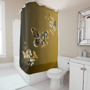 Gold and Black Butterfly Floral Art