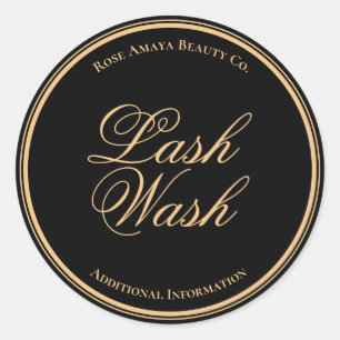 Gold And Black Calligraphy Custom Lash Wash Label