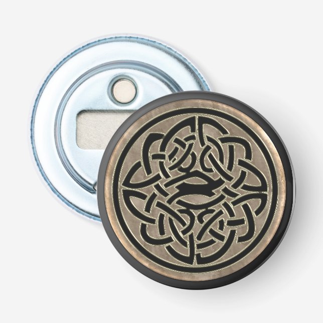 Gold and Black Celtic Knot Bottle Opener (Front)