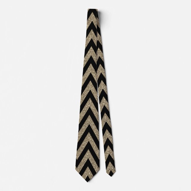 Gold and Black Chevron Tie (Front)