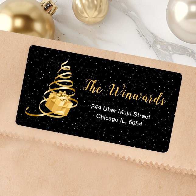 Gold and Black Christmas Gift Label (Creator Uploaded)