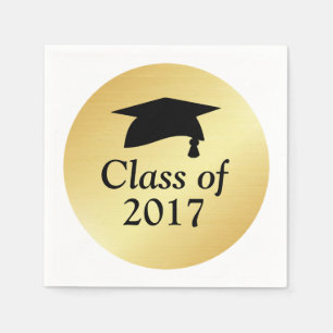 Gold and Black Class of 2017 Graduation Napkin