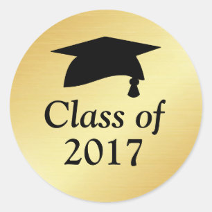 Gold and Black Class of 2018 Graduation Favour Classic Round Sticker