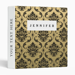 Gold and Black Classic Damask Binder