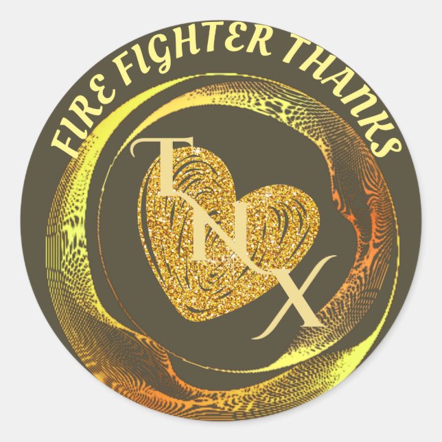 Gold And Black Classic Trendy Modern Firefighter  Round Sticker (Front)