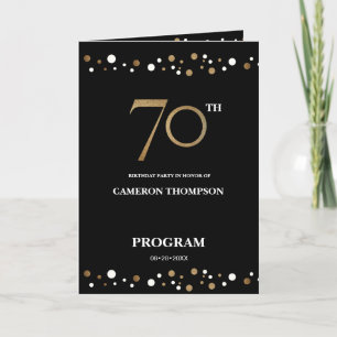 Gold and Black confetti 70th birthday program