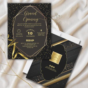 Gold and Black Corporate Grand opening Invitation