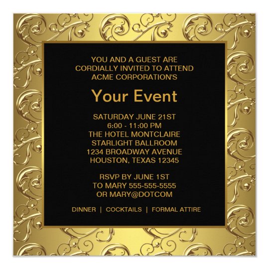gold and black corporate party event card zazzle ca
