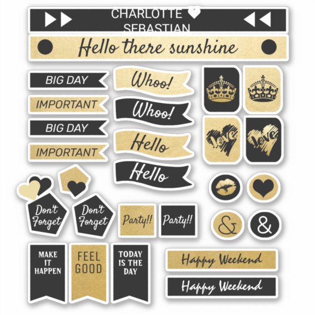 Gold And Black Crown Love Heart Planner (Front)