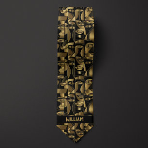 Gold and Black Cubism Tie
