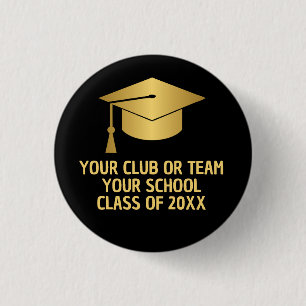 Gold and Black Custom Graduation  1 Inch Round Button