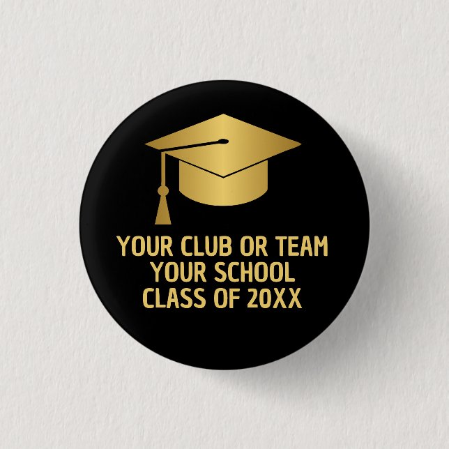 Gold and Black Custom Graduation  1 Inch Round Button (Front)