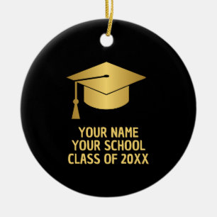 Gold and Black Custom Graduation Ceramic Ornament