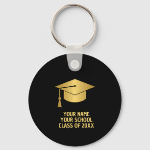 Gold and Black Custom Graduation Keychain