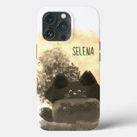Gold and Black Cute Cartoon Hidden Fluffy Cat