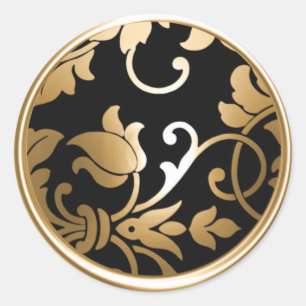Gold and Black Damask Envelope Seal