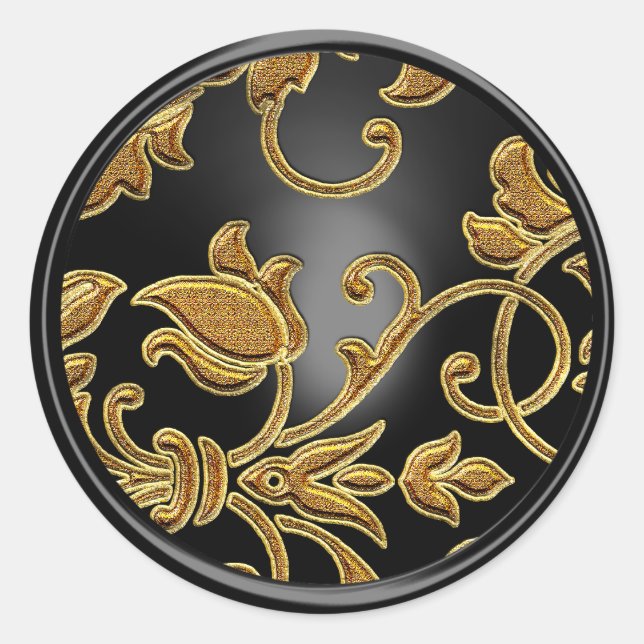 Gold and Black  Damask Envelope Seal (Front)