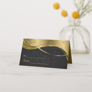 Gold And Black Damask Place Card