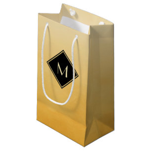 Gold and Black Diamond Monogram Initial Design Small Gift Bag