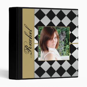 Gold and Black Diamond Tile Graduation Binder